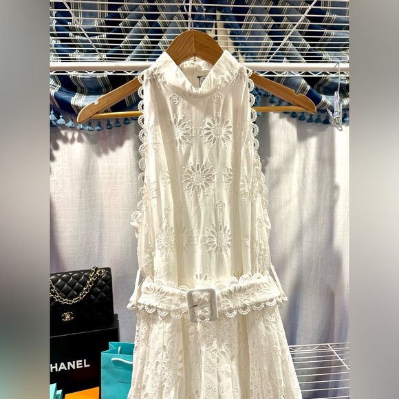 NEW ZARA WHITE LONG EMBROIDERED OPENWORK EYELET DRESS SIZE M 2292/974 RARE - Picture 5 of 9